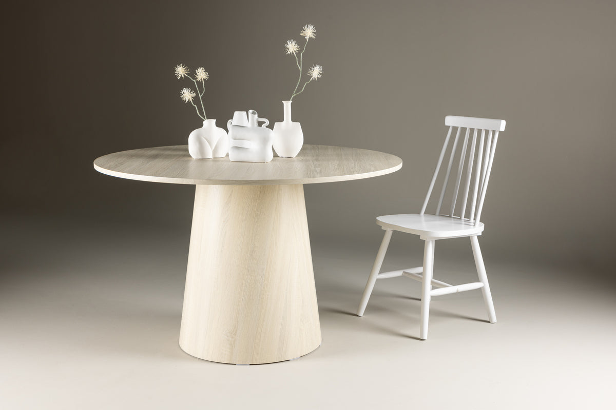 Mesa de comedor LANZO ø120 enlucida blanca