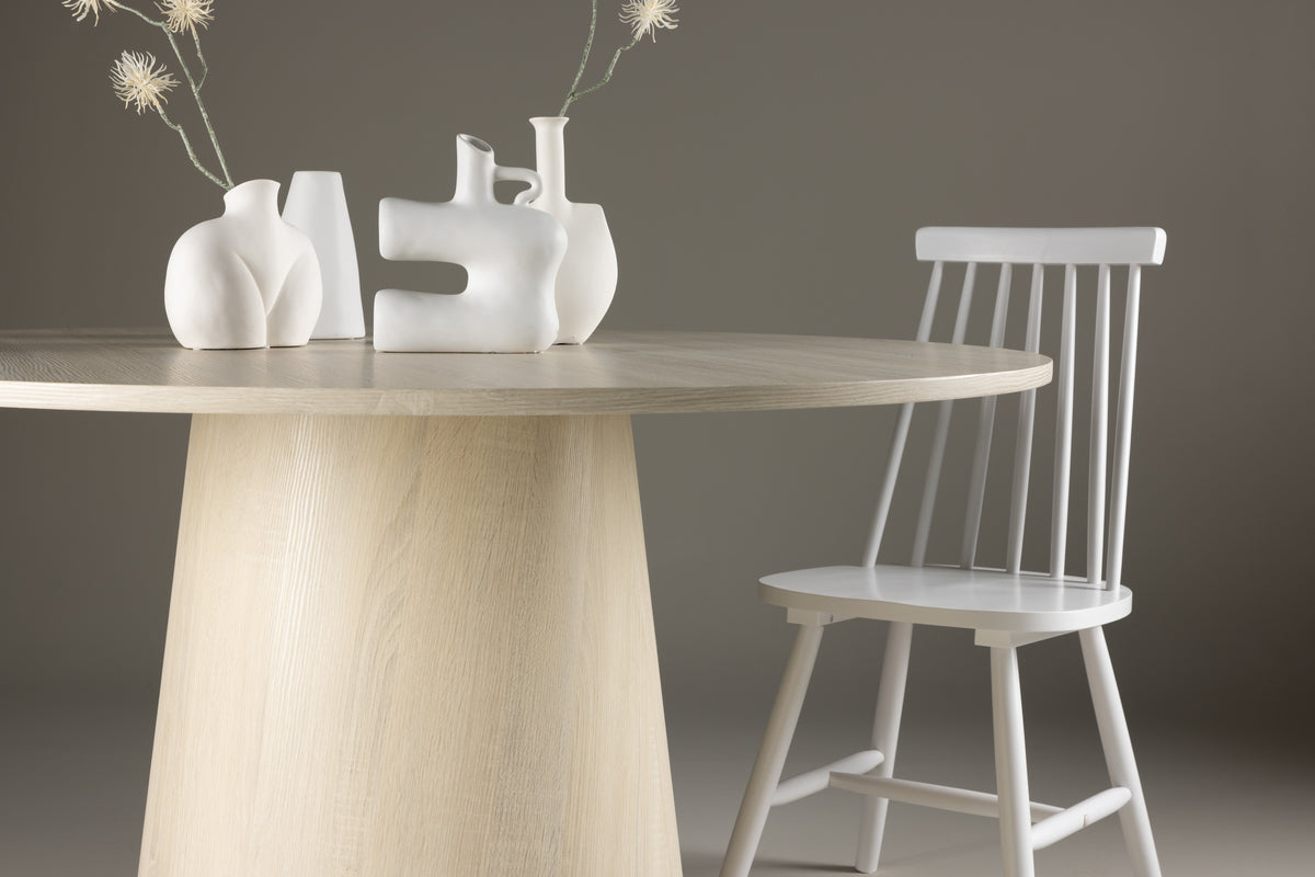 Mesa de comedor LANZO ø120 enlucida blanca