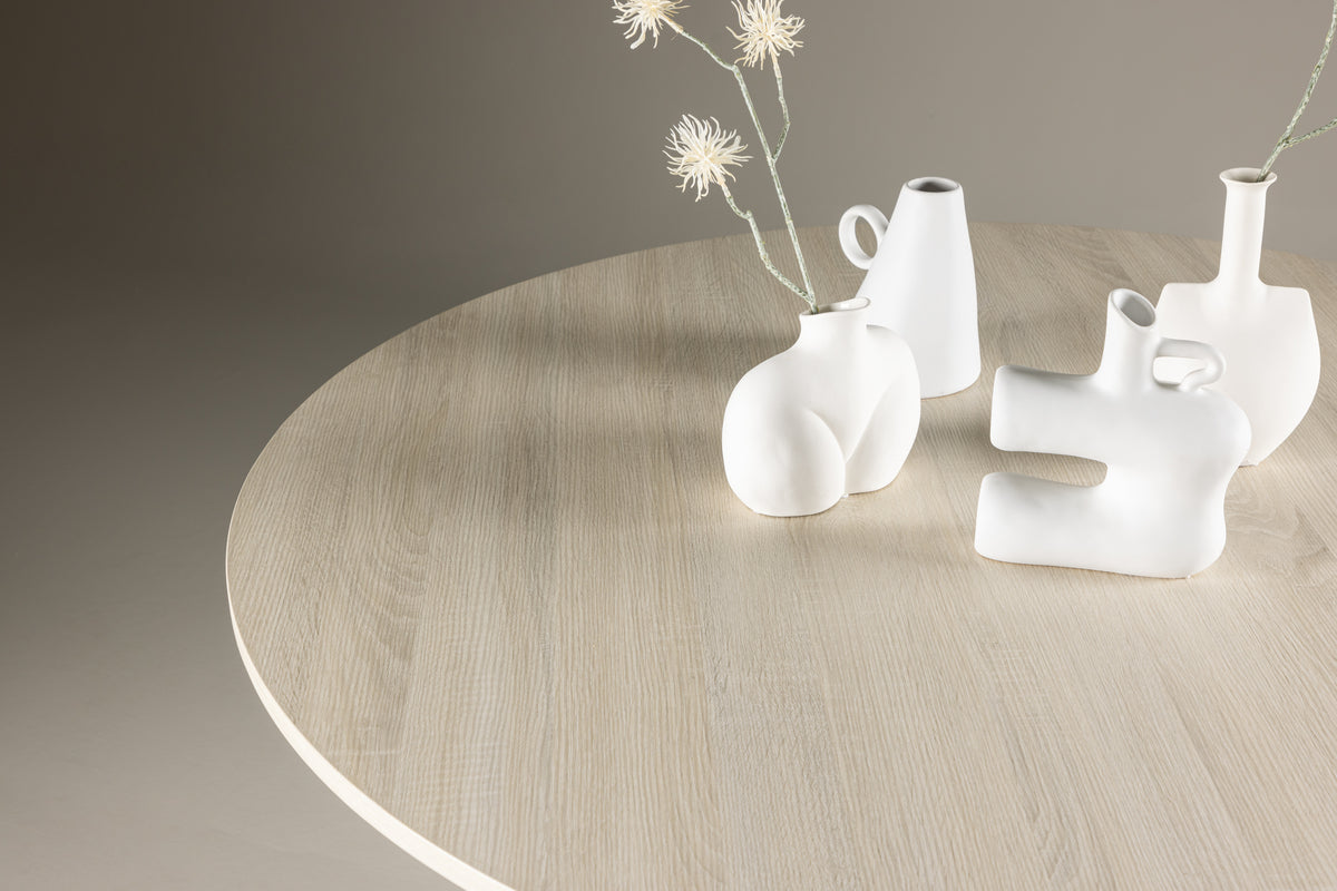 Mesa de comedor LANZO ø120 enlucida blanca