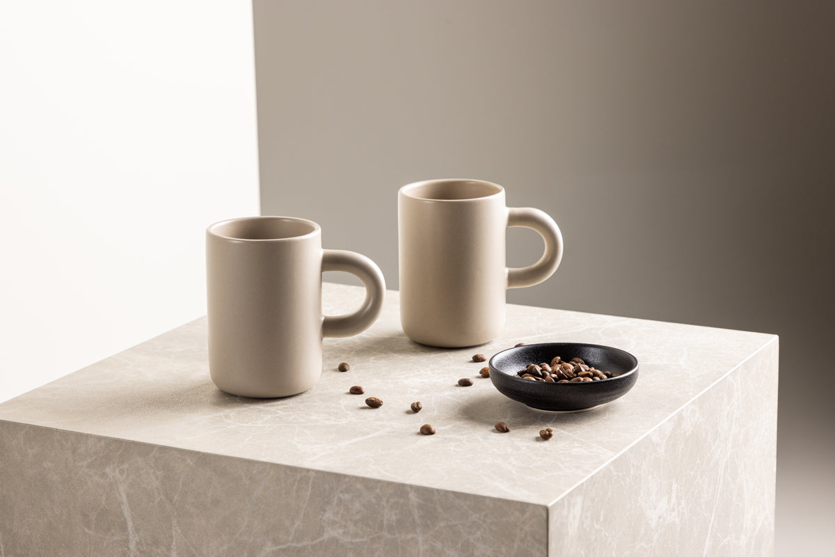 KANZO Tazas de café 33 Cl Pack de 2 Beige