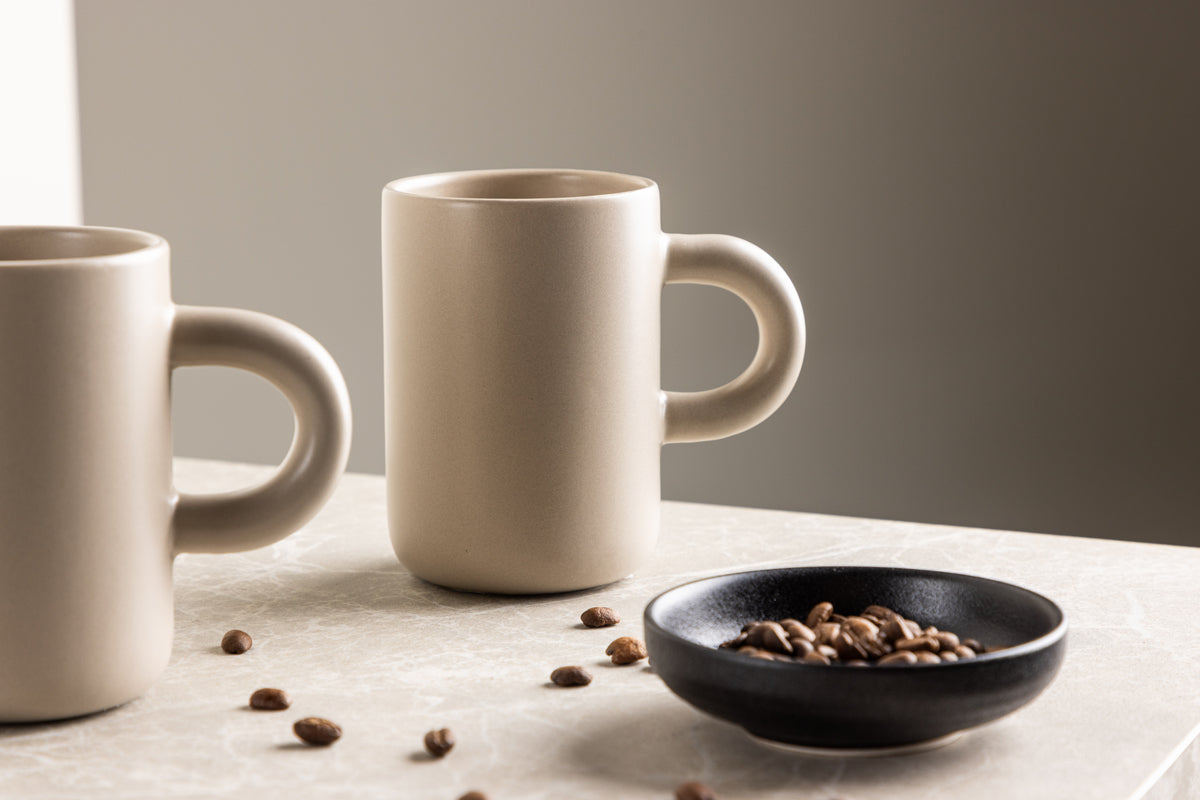 KANZO Tazas de café 33 Cl Pack de 2 Beige