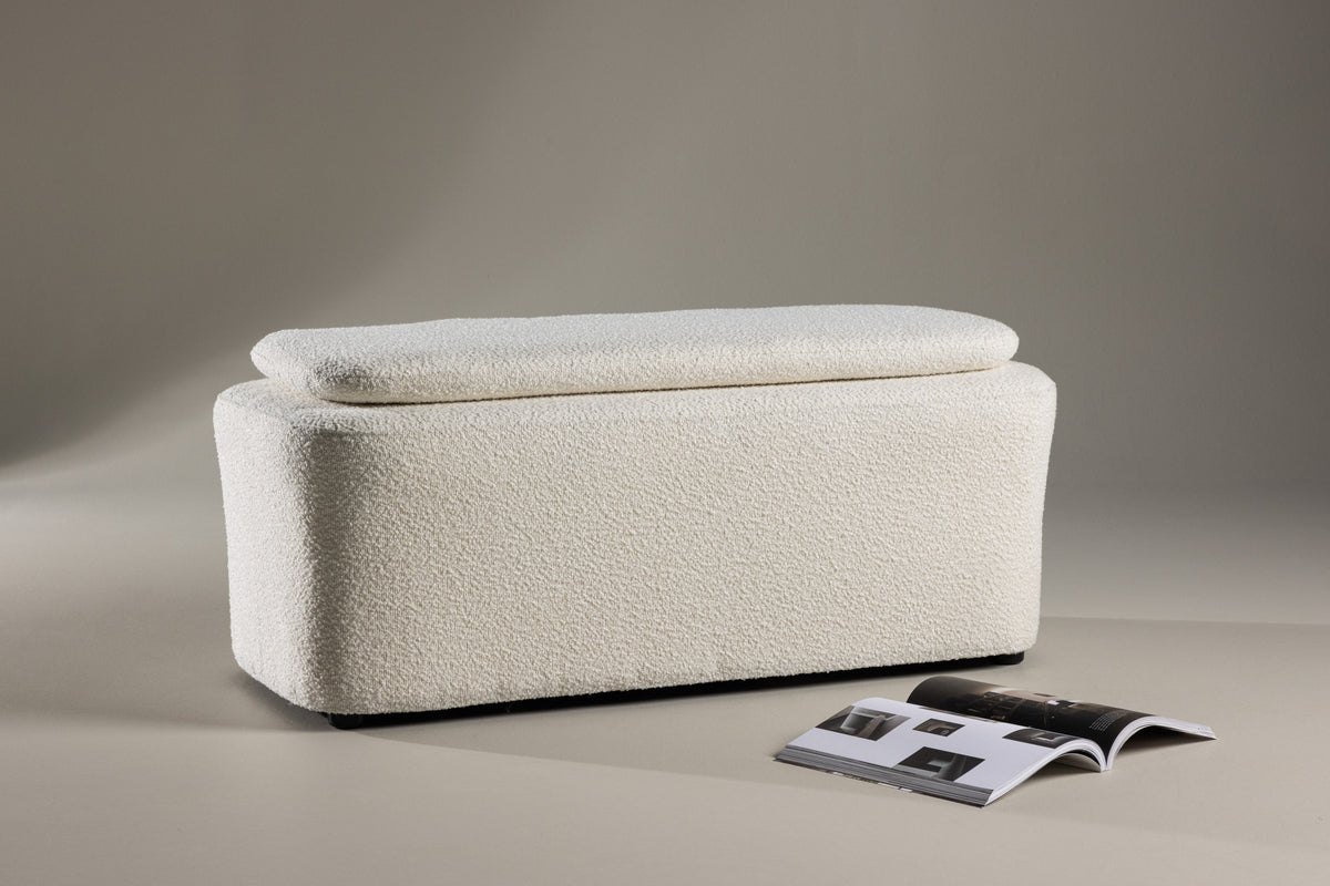 Puff LAUREL 52.94X82.53X65.5 teddy blanco (reserva en stock 25-02-2025)